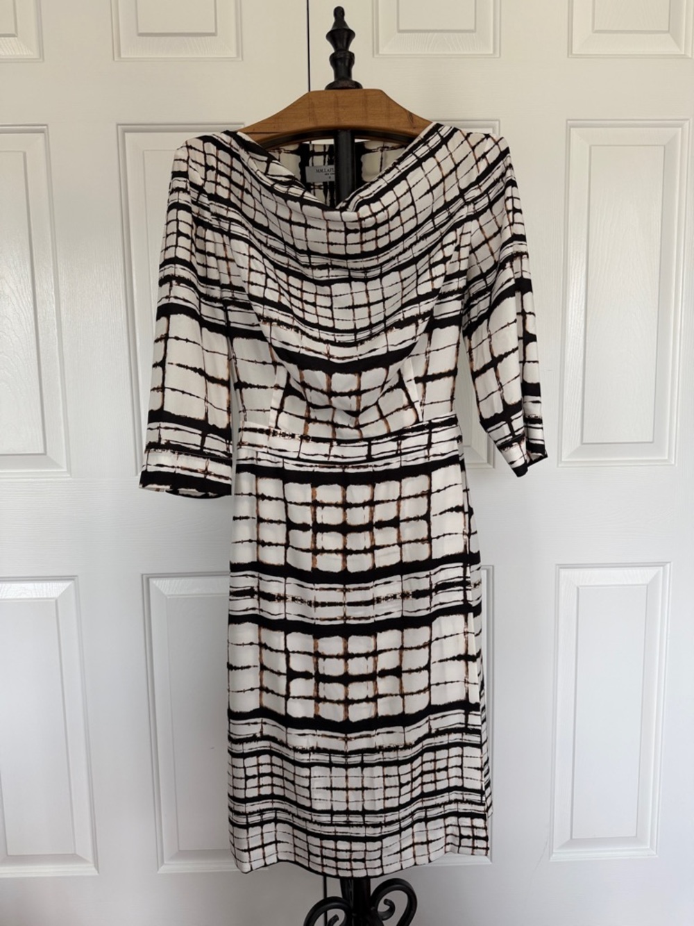 MM Lafleur pristine “Etsuko” Black & White Grid Sheath Dress